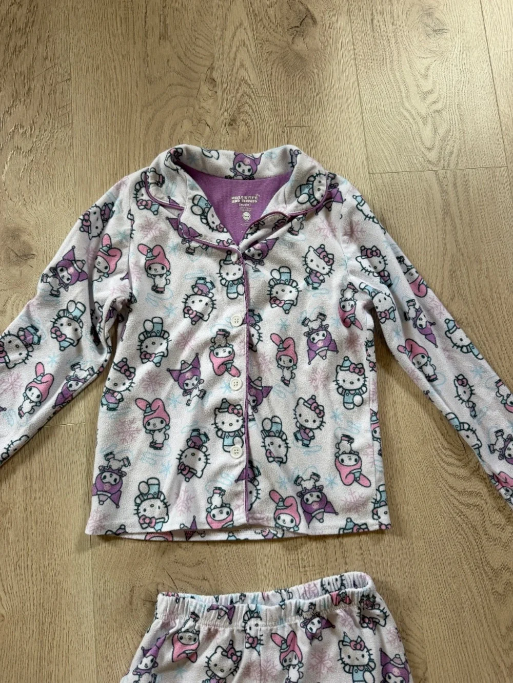 Hello Kitty Girls Notch Collar Top & Sleep Pants Pajama Set, 2-Piece Sz.8